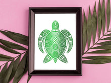Load image into Gallery viewer, Zentangle Turtle Foil Print

