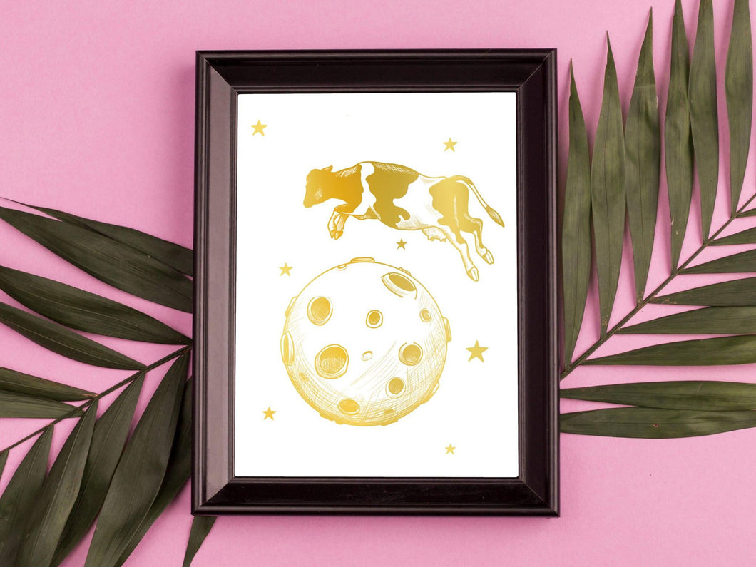 Cow Jumped Over The Moon Foil Print