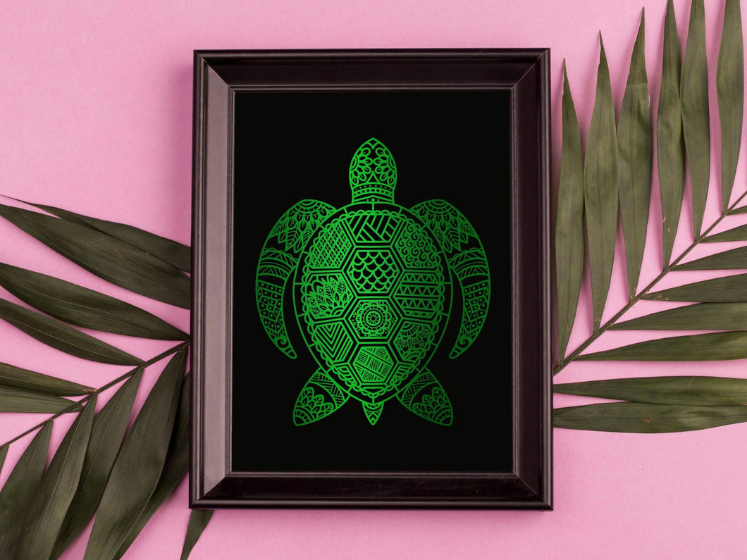 Zentangle Turtle Foil Print