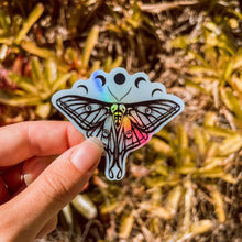 Load image into Gallery viewer, Luna Moth Moon Phase Holographic Sticker
