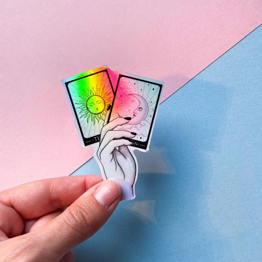 Tarot Card Hands Holographic Sticker