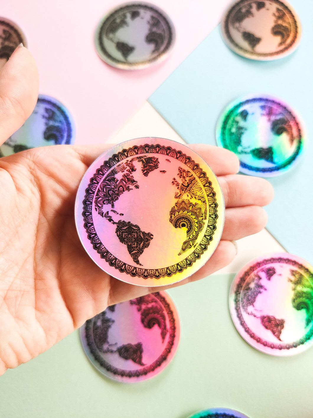 World Globe Holographic Sticker