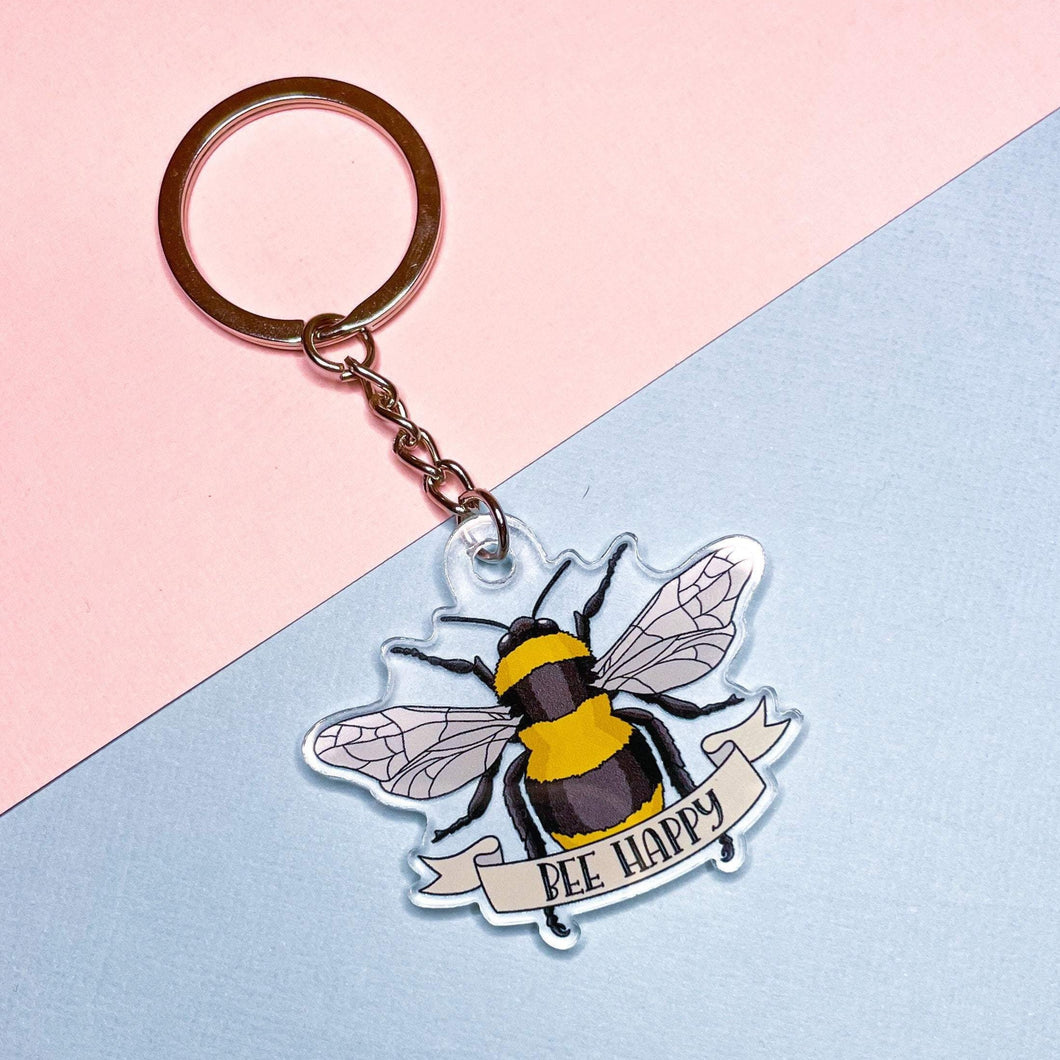 Bee Happy Acrylic Keychain