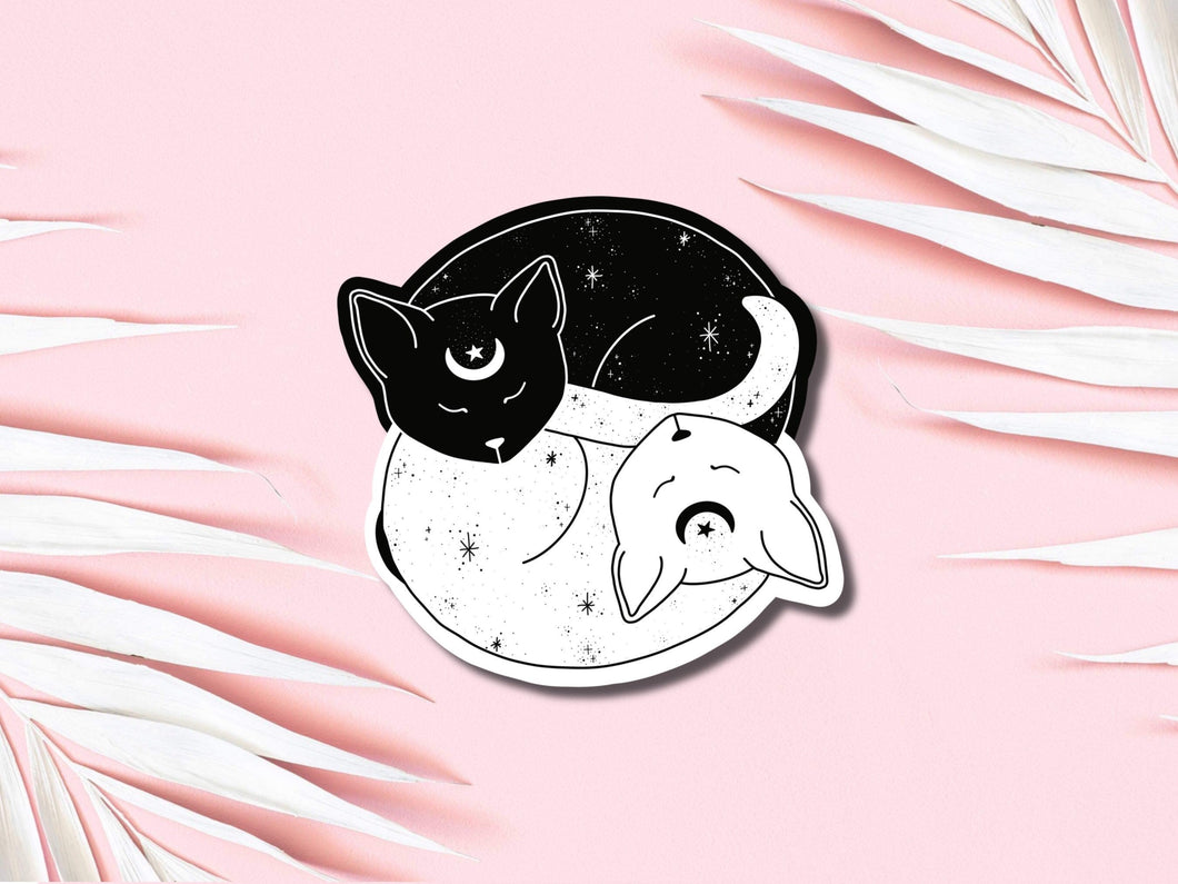 Yin Yang Cat Vinyl Sticker