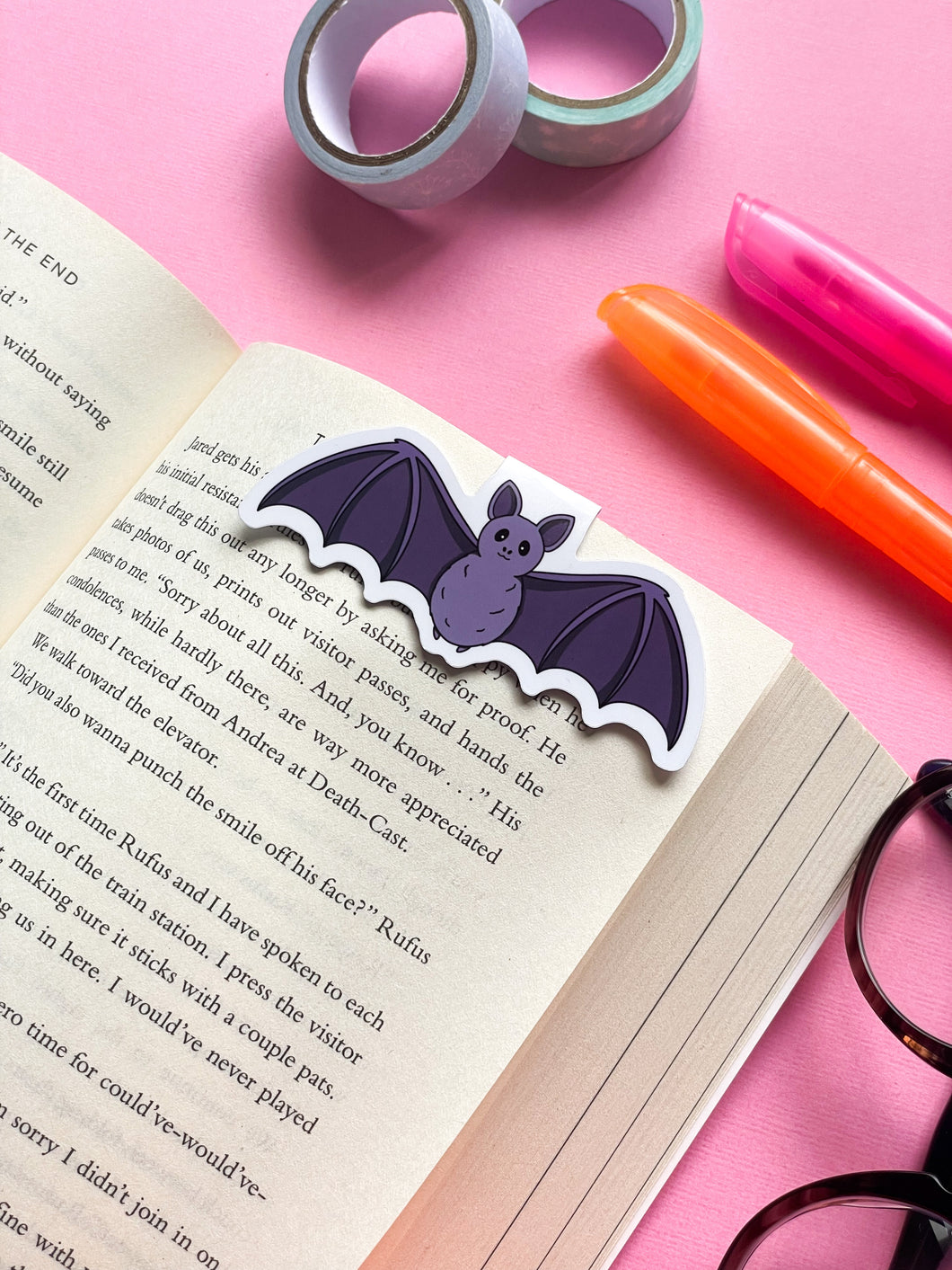 Purple Bat Magnetic Bookmark