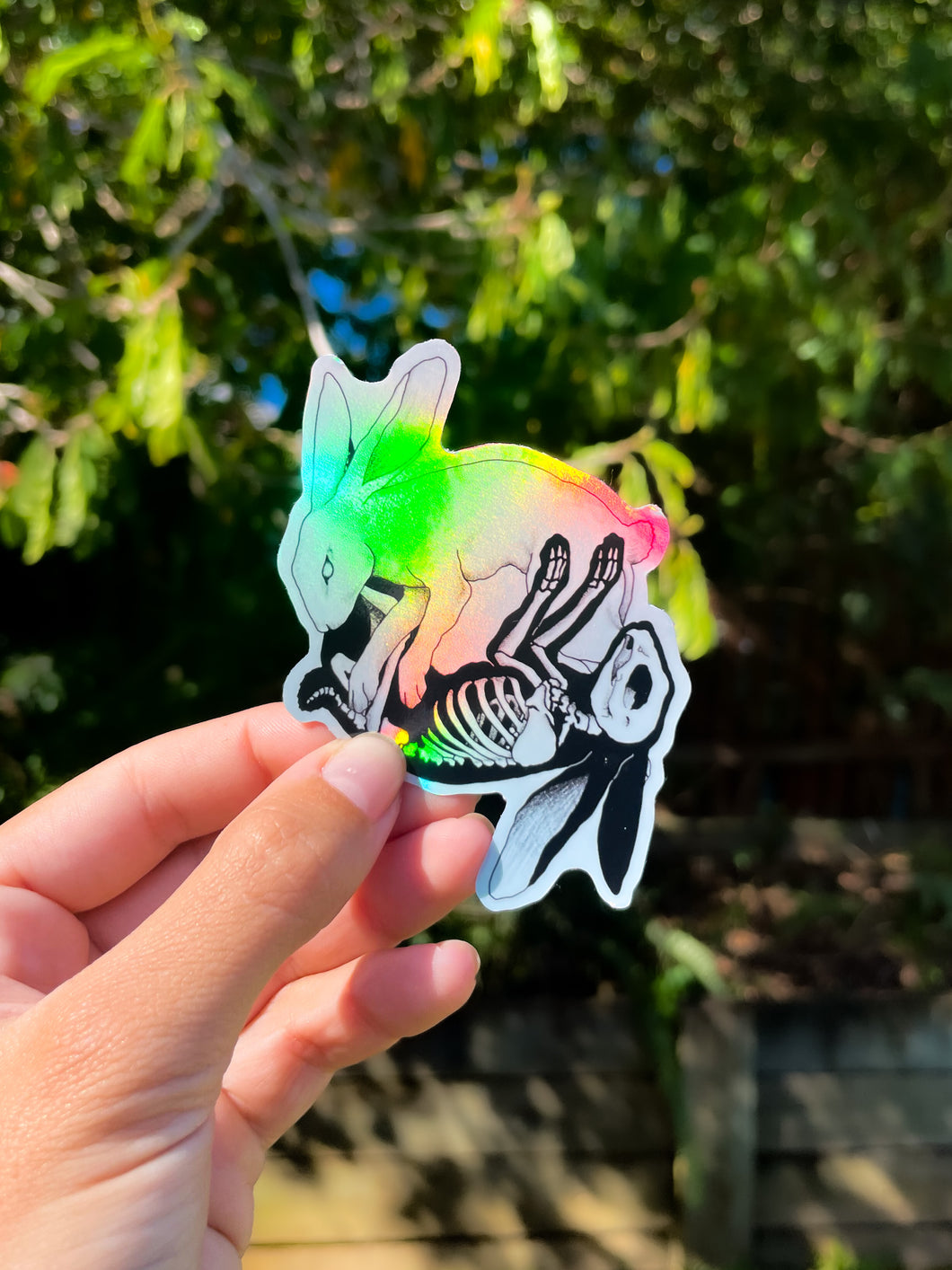 Yin Yang Rabbit Holographic Sticker