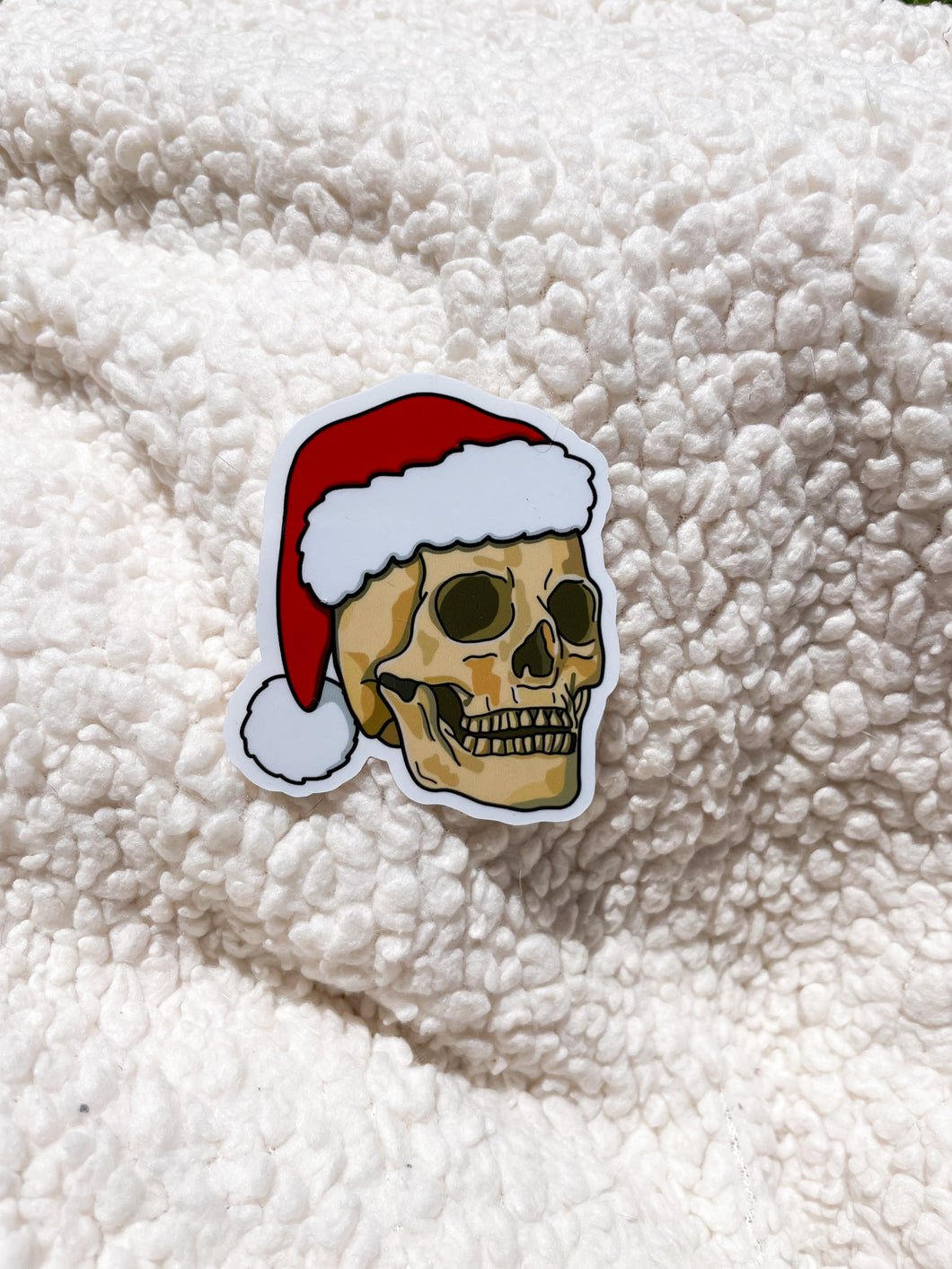 Santa Skull Cane Sticker