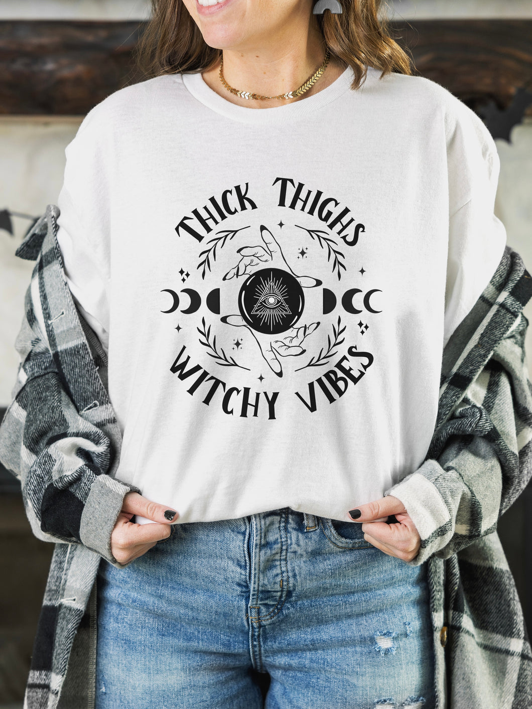Thick Thighs Witchy Vibes Vinyl T-Shirt