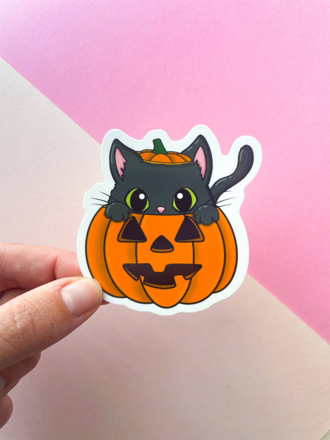Peek-a-boo Pumpkin Cat Sticker