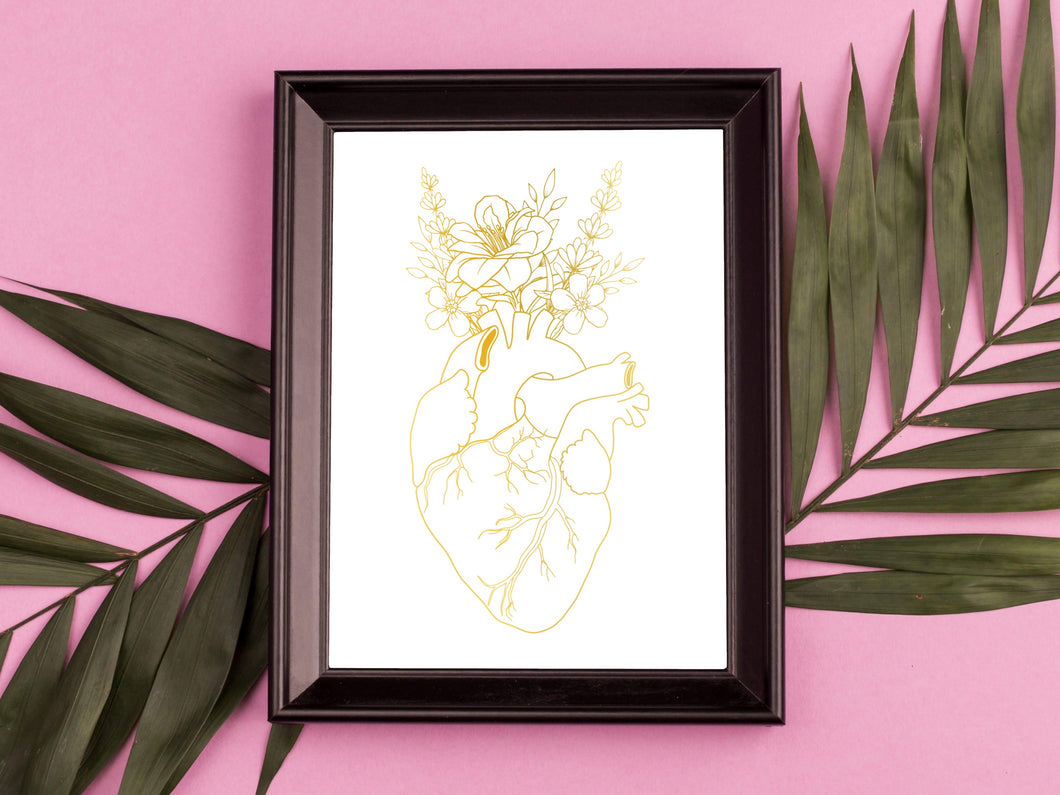 Floral Heart Foil Print