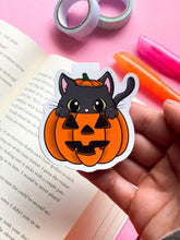 Load image into Gallery viewer, Peek-a-boo Pumpkin Cat Magnetic Bookmark
