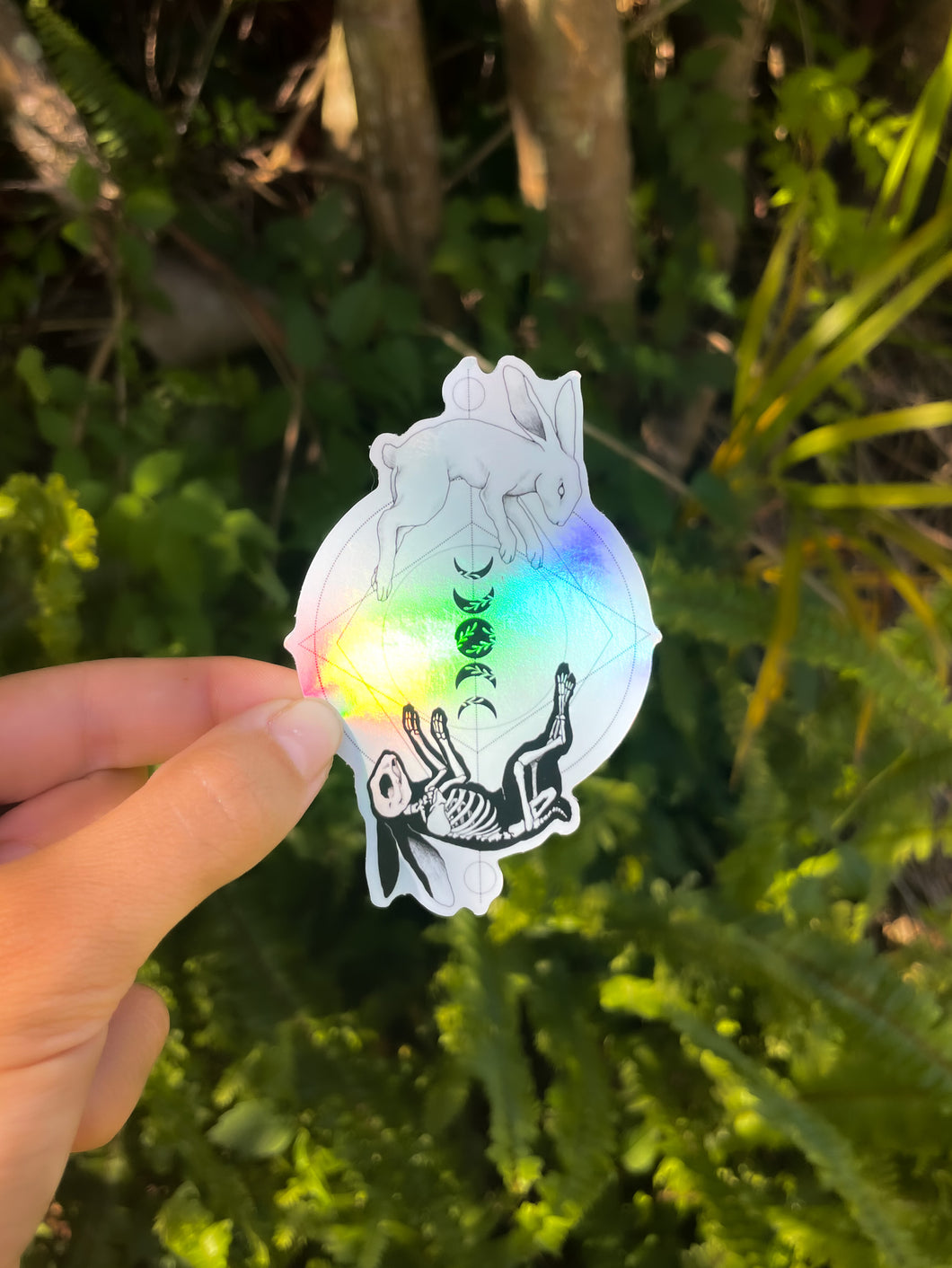 Rabbit Moon Phase Holographic Sticker
